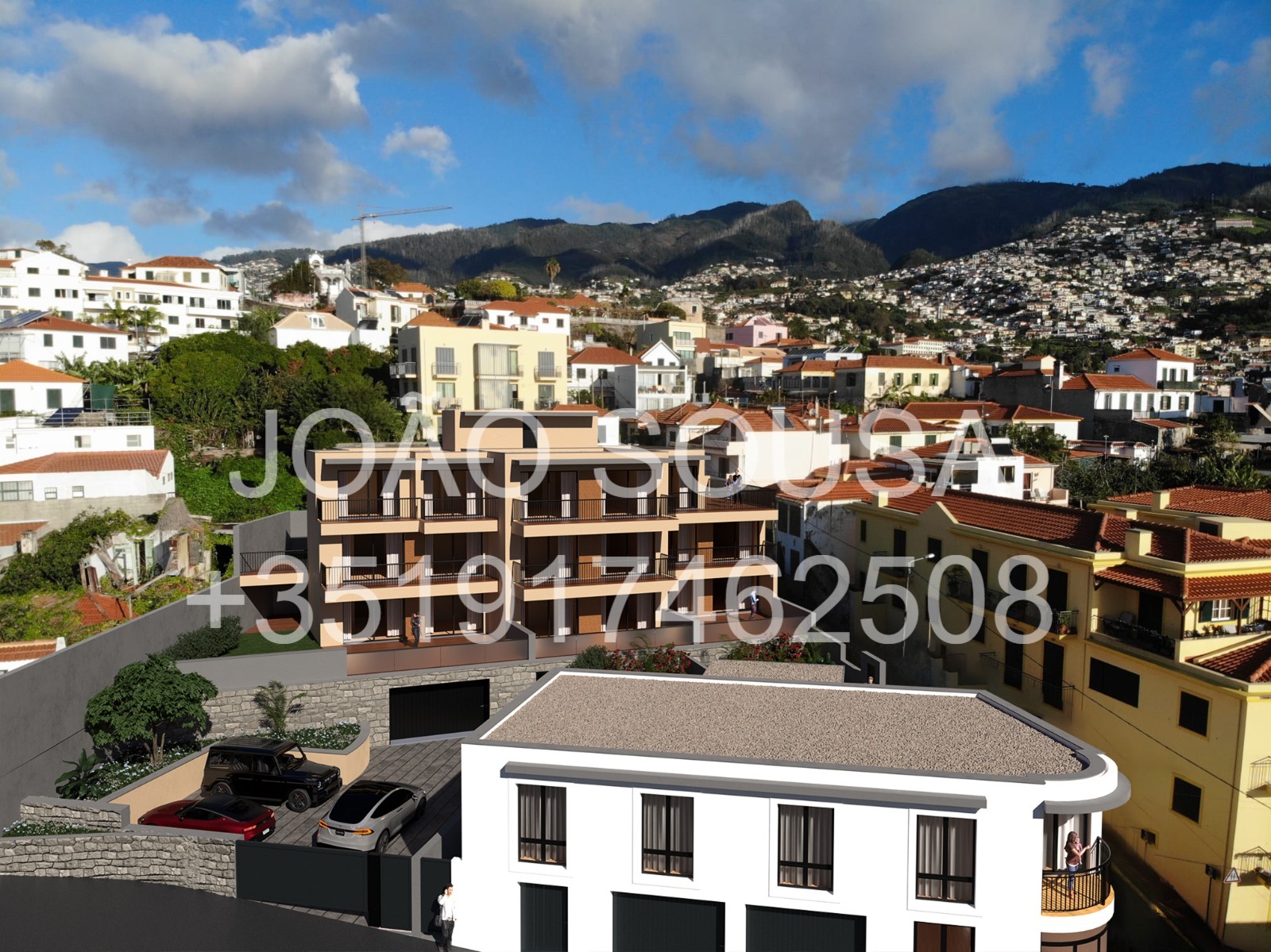 Render da fachada frontal do Edifício Quinta dos Arrifes
