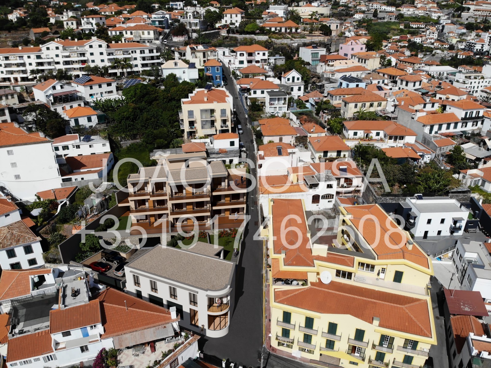 Vista superior frontal do Edifício Quinta dos Arrifes